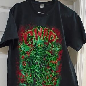 Black Graphic T-Shirt with Green and Red Design